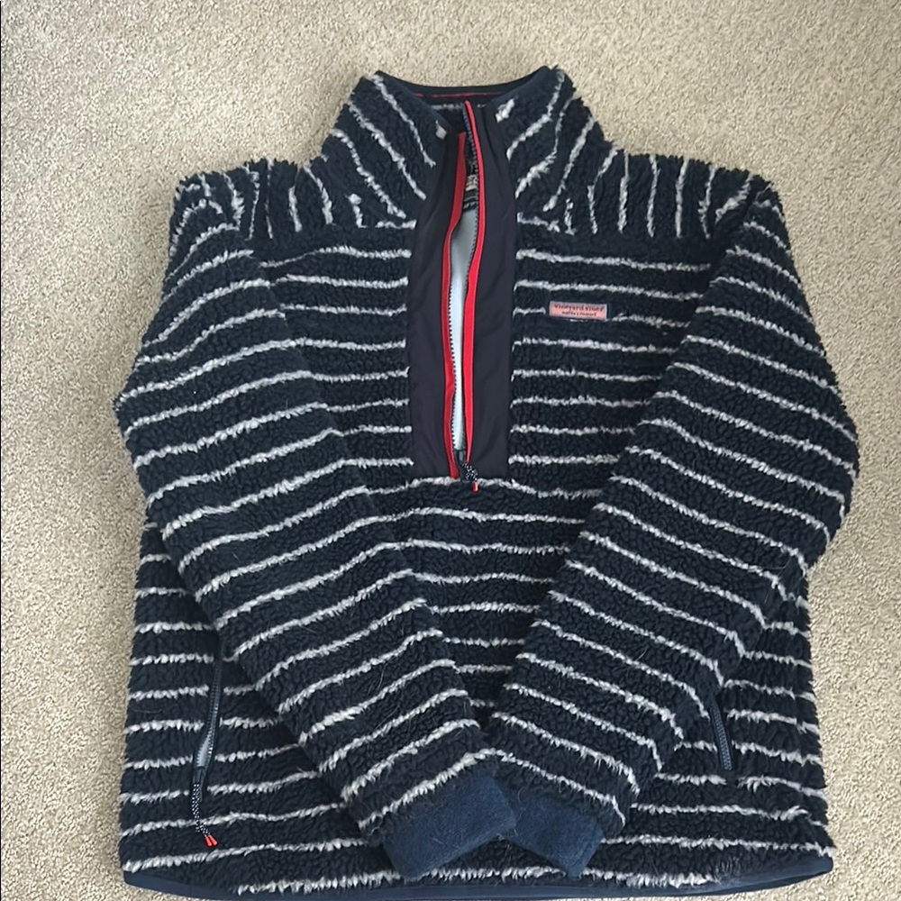 Vineyard Vines Black and White Fleece Jacket
